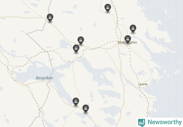 Karta över viltolyckor i Söderhamns kommun