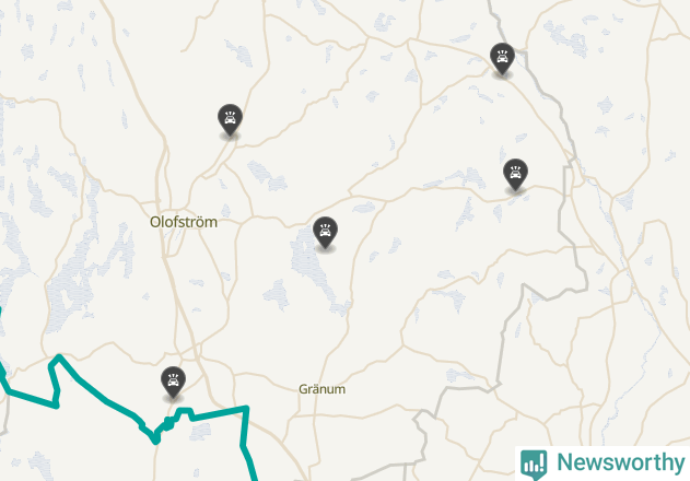 Karta över viltolyckor i Olofströms kommun