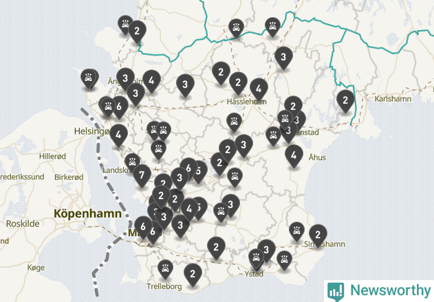 Karta över Skåne län