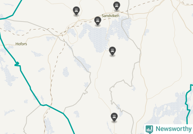 Karta över viltolyckor i Sandvikens kommun