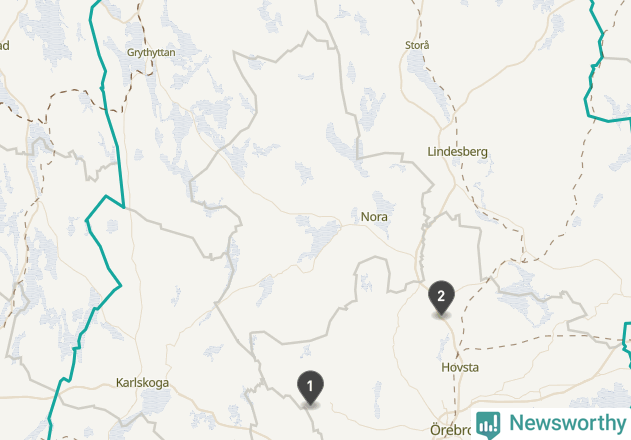 Karta över väderstationer i artikeln