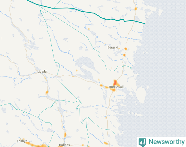 Karta över Hudiksvalls kommun