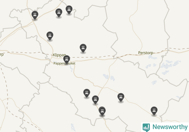 Karta över viltolyckor i Klippans kommun