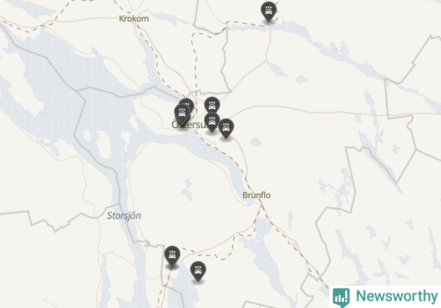 Karta över viltolyckor i Östersunds kommun