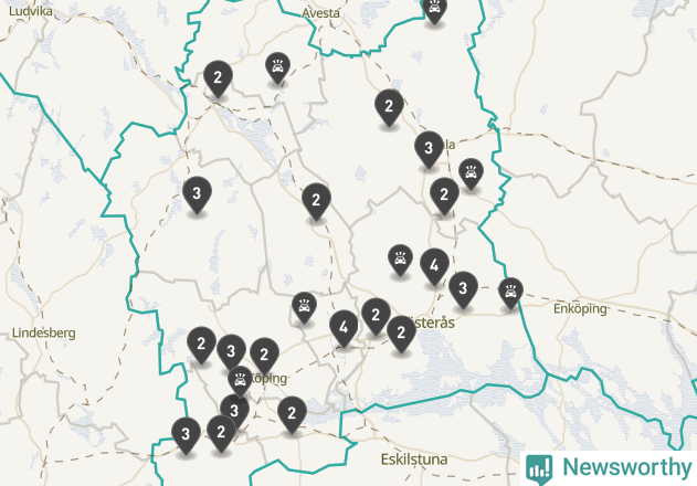 Karta över viltolyckor i Västmanlands län