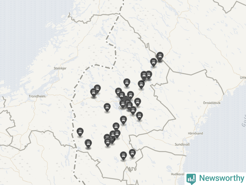 Karta över Jämtlands län