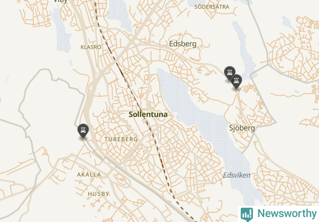 Karta över viltolyckor i Sollentuna kommun