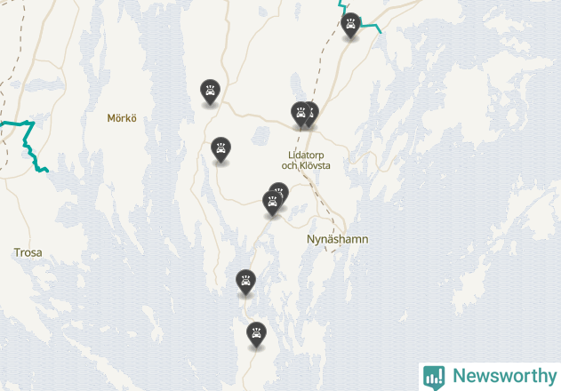 Karta över viltolyckor i Nynäshamns kommun