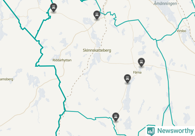 Karta över viltolyckor i Skinnskattebergs kommun