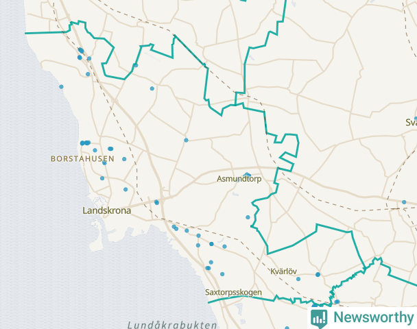 Karta över Landskrona kommun