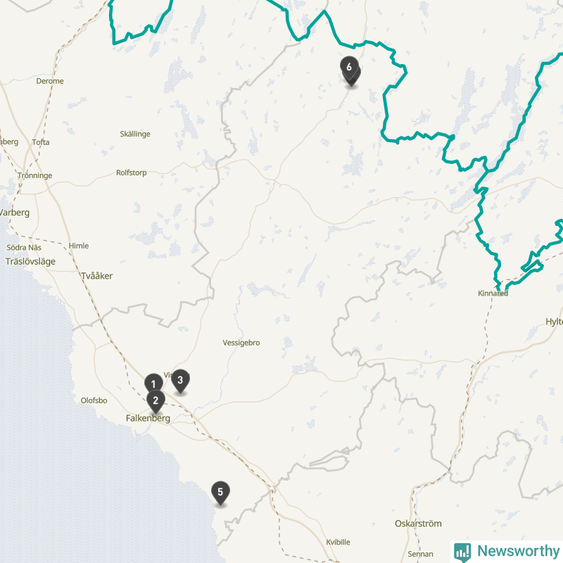 Karta över Falkenbergs kommun