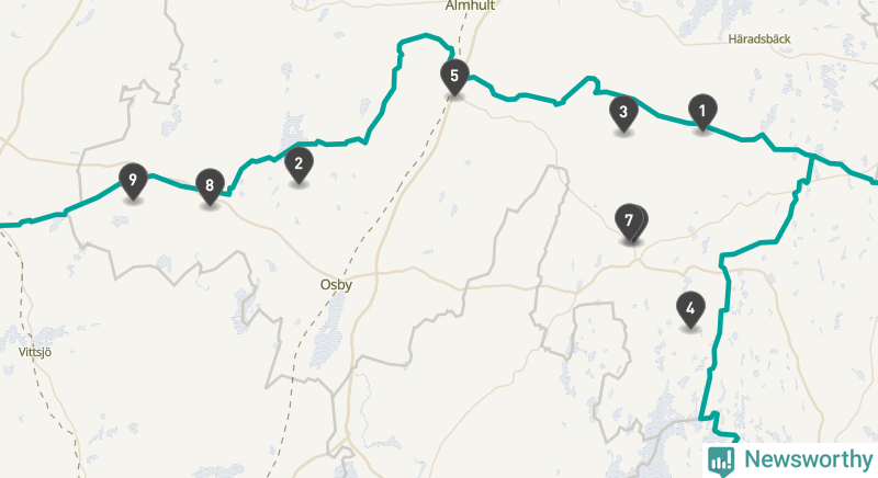 Karta över Osby kommun