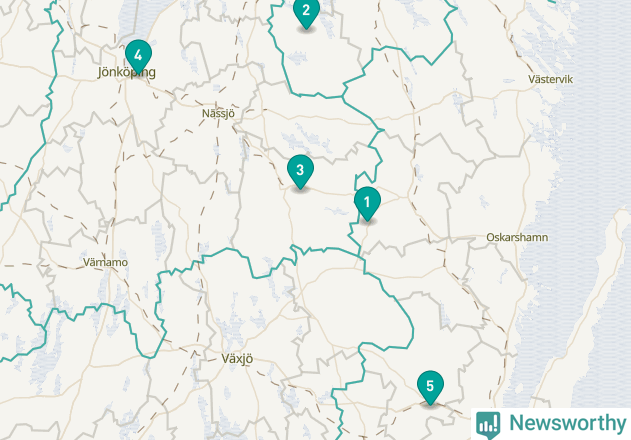Karta över Vimmerby kommun