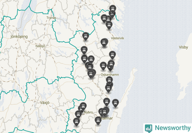 Karta över Kalmar län