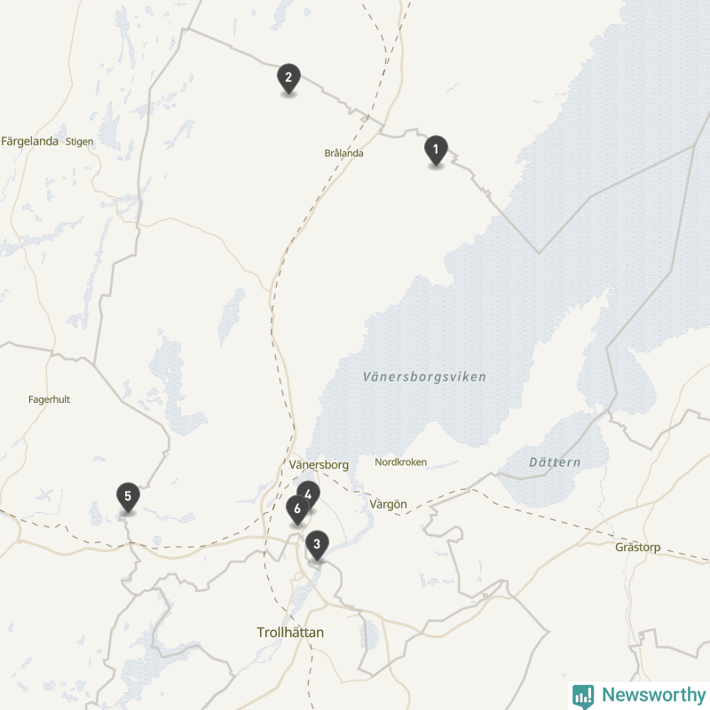 Karta över Vänersborgs kommun