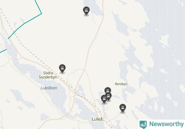 Karta över viltolyckor i Luleå kommun