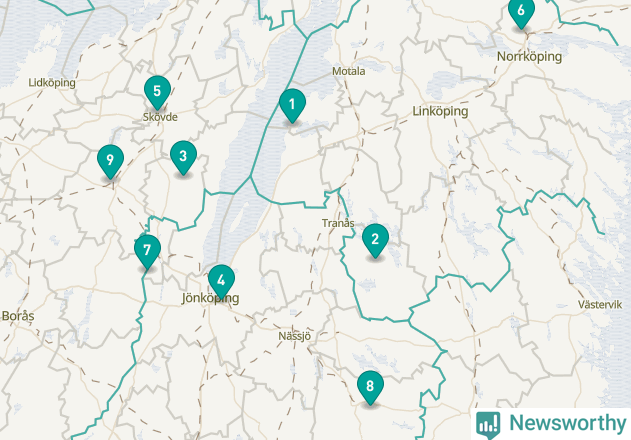 Karta över Boxholms kommun