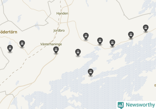 Karta över viltolyckor i Haninge kommun