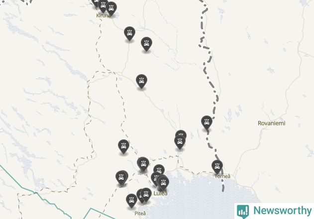 Karta över viltolyckor i Norrbottens län