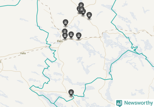 Karta över viltolyckor i Flens kommun