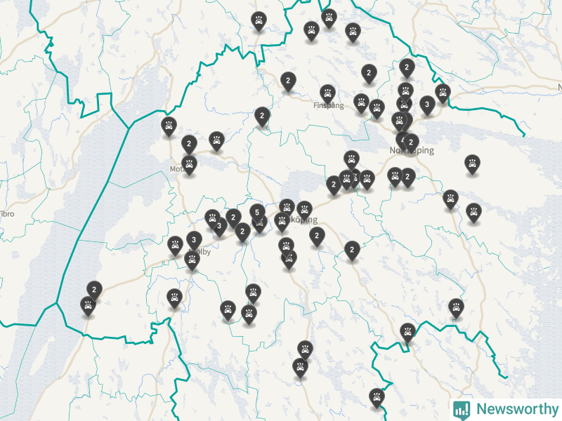 Karta över Östergötlands län
