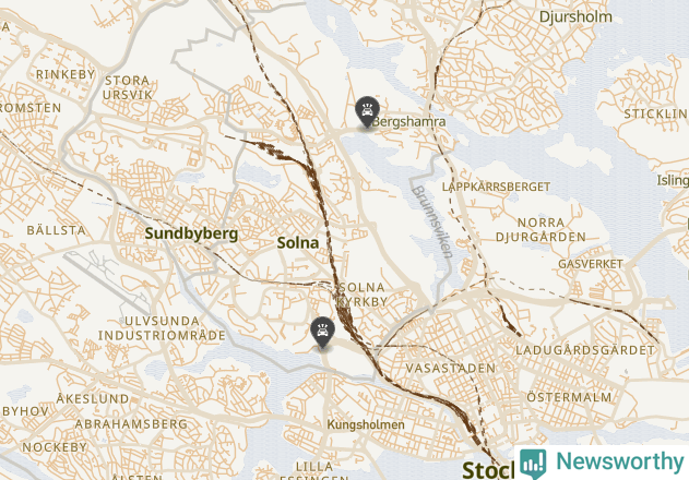 Karta över viltolyckor i Solna kommun