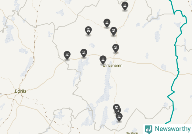 Karta över viltolyckor i Ulricehamns kommun