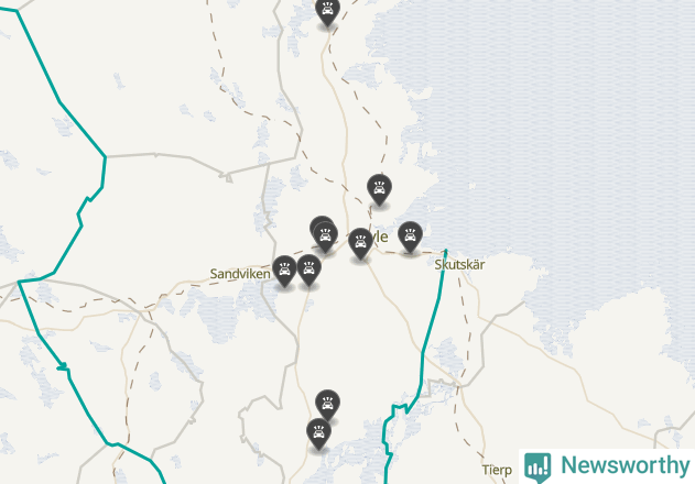 Karta över viltolyckor i Gävle kommun