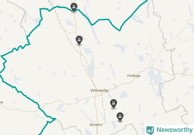 Karta över viltolyckor i Vimmerby kommun