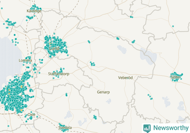 Karta över Lunds kommun