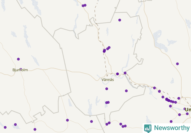 Karta över Vännäs kommun
