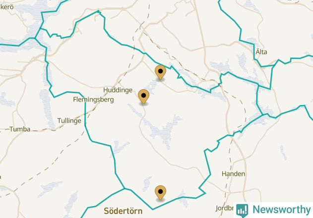 Karta över Huddinge kommun
