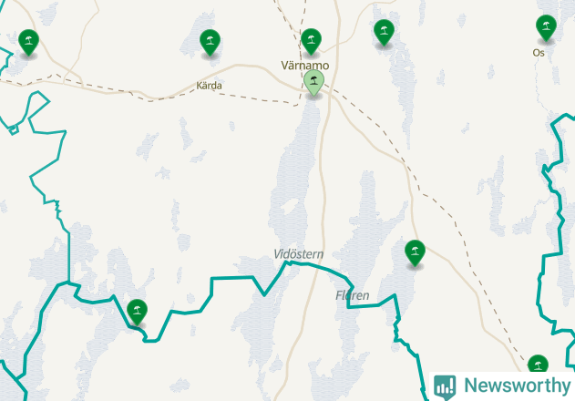 Karta över Värnamo kommun