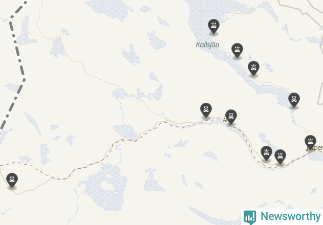 Karta över viltolyckor i Åre kommun