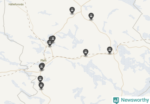 Karta över viltolyckor i Flens kommun