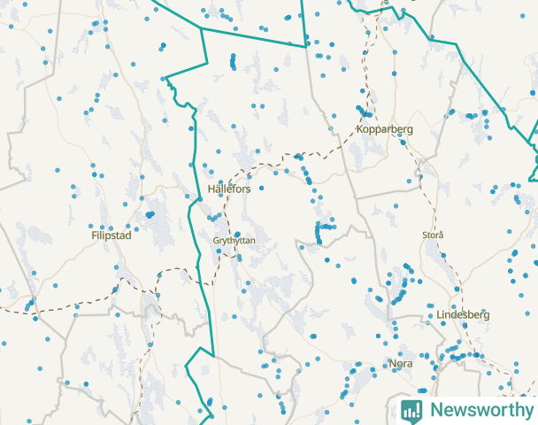 Karta över Hällefors kommun