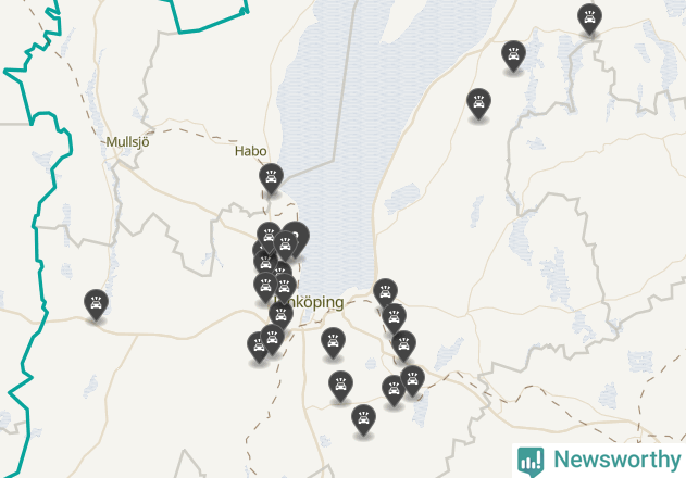 Karta över viltolyckor i Jönköpings kommun
