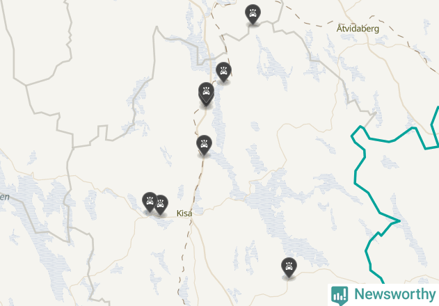 Karta över viltolyckor i Kinda kommun