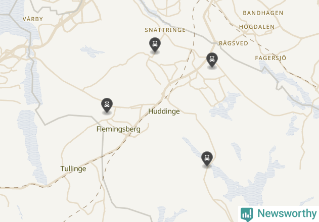Karta över viltolyckor i Huddinge kommun