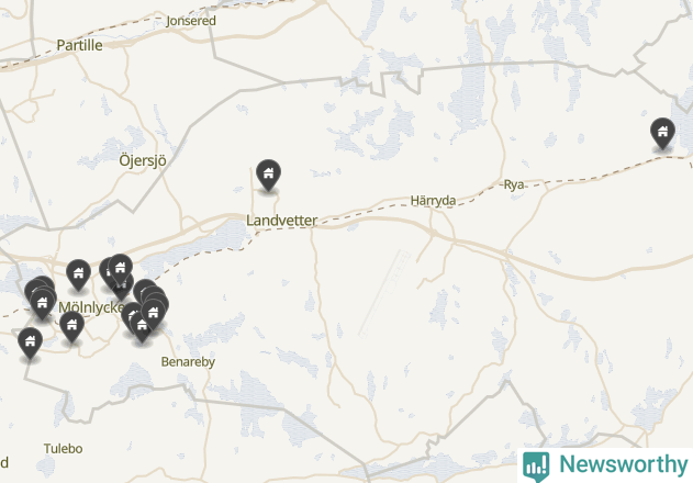 Karta över Härryda kommun