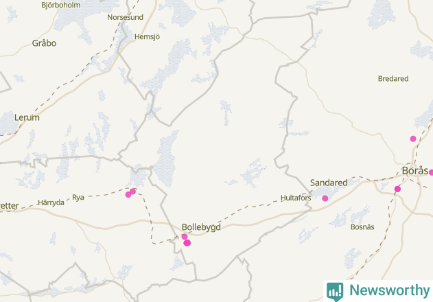 Karta över Bollebygds kommun