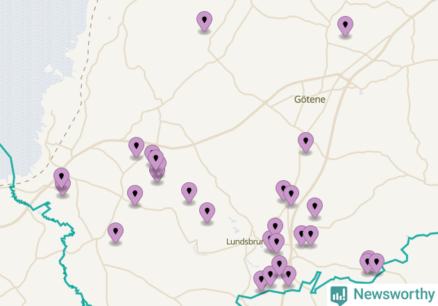 Karta över vindkraftverk i Götene kommun