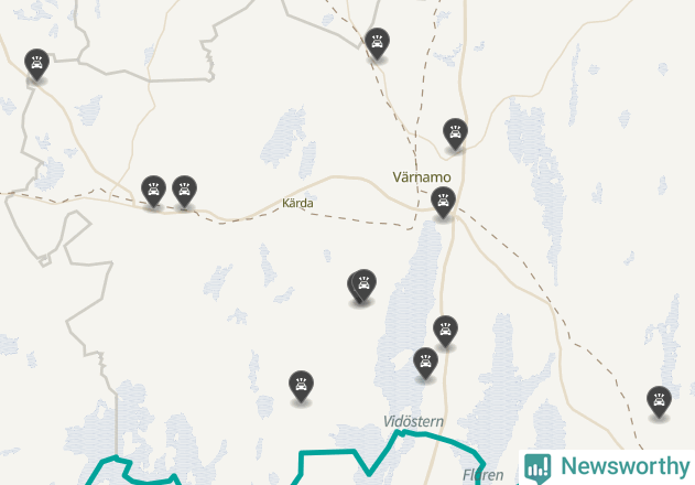 Karta över viltolyckor i Värnamo kommun