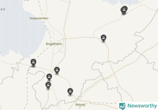 Karta över viltolyckor i Ängelholms kommun
