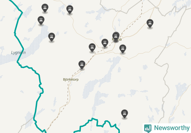 Karta över viltolyckor i Marks kommun