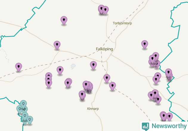 Karta över vindkraftverk i Falköpings kommun