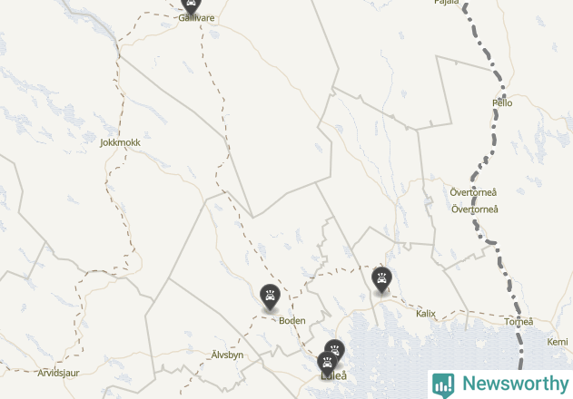 Karta över viltolyckor i Norrbottens län