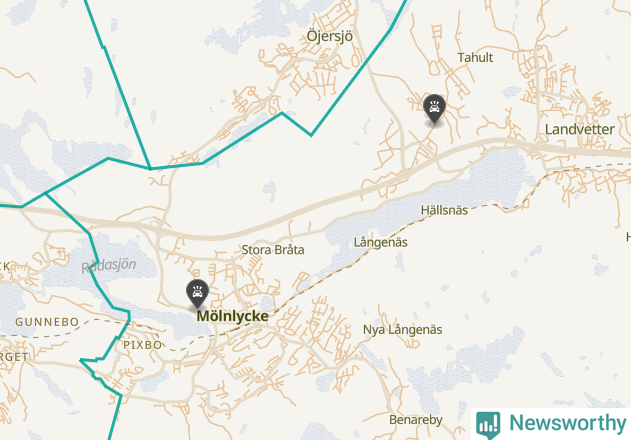 Karta över viltolyckor i Härryda kommun