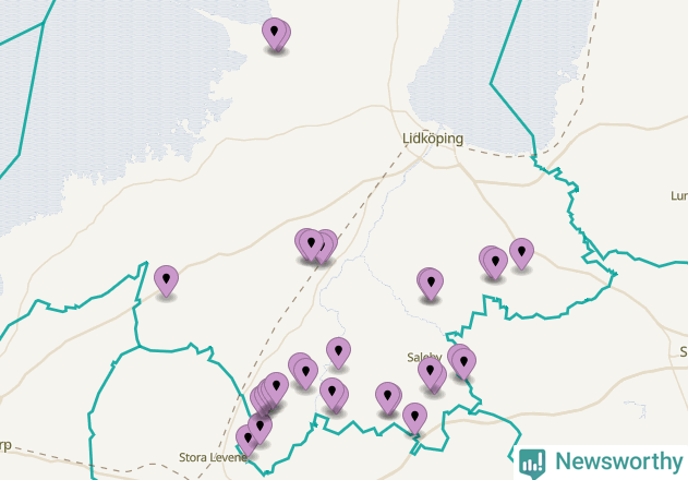 Karta över vindkraftverk i Lidköpings kommun