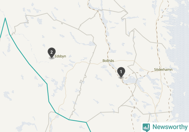 Karta över väderstationer i artikeln